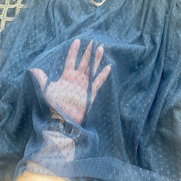 Free People Sheer Top Navy Blue - Picture 8 of 8